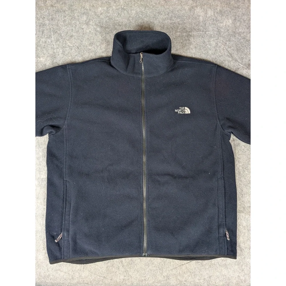 The North Face Mens Navy Blue Full Zip Fleece Jacket Mock Neck XL